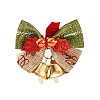 Christmas Linen Big Bowknot with Iron Bell Decorations AJEW-S088-02C-1