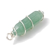 Natural Green Aventurine Double Terminal Pointed Pendants PALLOY-JF02673-02-4
