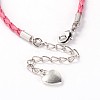 Leather Cord Platinum Tone Alloy Heart link Bracelets BJEW-JB01953-04-3