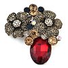 Zinc Alloy Colorful Rhinestone Brooch JEWB-U011-03AS-05-1