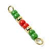 12Pcs 12 Styles Glass Seed Beads & Brass Rondelle Beaded Connector Charms PALLOY-JF03294-6