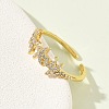 304 Stainless Steel Cubic Zirconia Cuff Open Rings for Women RJEW-Z122-02G-04-3