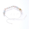 Adjustable Natural Morganite Braided Bead Bracelets BJEW-JB05162-02-3