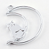 Rack Plating Alloy Kitten Open Back Bezel Pendants X-PALLOY-S047-38D-FF-2