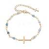 304 Stainless Steel Tiny Cross Link Bracelets BJEW-JB13244-01-2