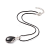 Natural Obsidian Teardrop Pendant Necklaces Set with Waxed Cords for Women NJEW-TA00034-02-1