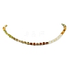 Gradient Natural Unakite & Quartz Crystal & Chinese Southern Jade & Yellow Aventurine & Sesame Jasper Cube Beaded Necklaces with Brass Round Beads NJEW-JN06612-3
