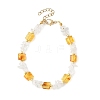 Natural Amber & Quartz Crystal Beaded Bracelets for Women BJEW-JB14197-3