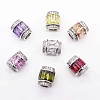 7 Style Rack Plating & Long-Lasting Plated Brass Micro Pave Cubic Zirconia European Beads ZIRC-P011-05A-P-NF-1