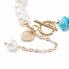 Synthetic Howlite & Pearl Beaded Bracelet with Alloy Enamel Heart Charms BJEW-JB08039-04-6