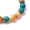 8mm Round Dyed Synthetic Ocean White Jade Beaded Stretch Bracelets for Women Men BJEW-JB10509-4