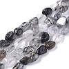 Natural Tourmalinated Quartz/Black Rutilated Quartz Beads Strands G-S363-028A-1