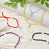 FIBLOOM 5Pcs 5 Colors Alloy Starfish Boho Pendant Necklaces Set with Glass Beaded Chains NJEW-FI0001-39-5