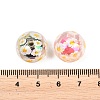 10Pcs 5 Colors UV Plating Printed Transparent Acrylic Beads TACR-FP0001-10-3