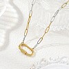 3.5MM Duo Tone Brass Paperclip Chain Necklaces with 304 Stainless Steel Screw Clasps NJEW-JN06537-1