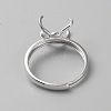 Adjustable Rhodium Plated Sterling Silver Finger Rings Components STER-WH0008-28P-3