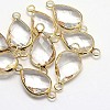 Golden Tone Brass Glass Teardrop Links connectors GLAA-J010A-HF26-G-2