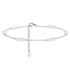 Natural Freshwater Pearl Beaded Link Anklet with Rhodium Plated 925 Sterling Silver Cable Chain for Women AJEW-F162-015P-1