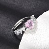 Brass Pave Cubic Zirconia Cuff Open Rings CU-CBA5C10-02P-2