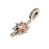 Brass Topaz Rhinestone European Dangle Charms LS-KK-P324-09P-2