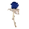 Valentine's Day Rose Flower Zinc Alloy Crystal Rhinestone Brooches JEWB-I031-04C-1