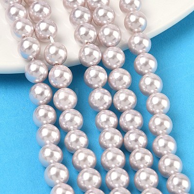 Electroplated Shell Pearl Beads Strands X-BSHE-G041-6mm-06-1