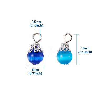 Cat Eye Pendants HJEW-TA0001-02S-1