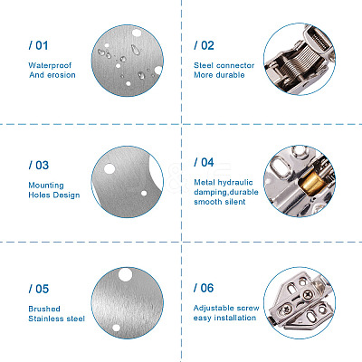 304 Stainless Steel 8Pcs Hinge Pieces & 2Pcs Hydraulic Hinge FIND-SW0001-03-1