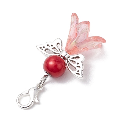 Angel Acrylic & Glass Pearl Pendant Decorations HJEW-JM02364-02-1