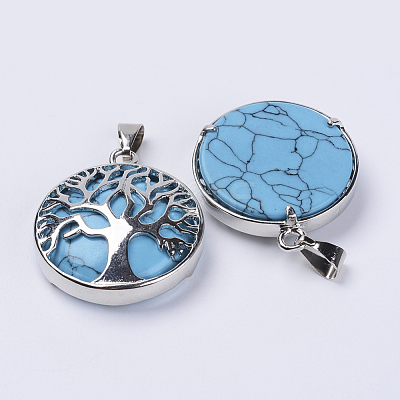 Dyed Synthetic Turquoise Pendants G-P350-D02-1