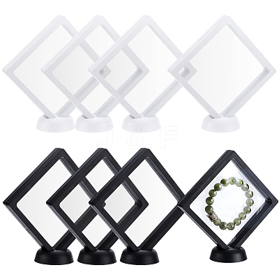 8Pcs 2 Colors Square Transparent PE Thin Film Suspension Jewelry Display Boxes ODIS-GA0001-70-1