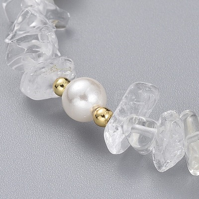 Natural Quartz Crystal Chip Beaded Bracelets BJEW-JB04933-02-1
