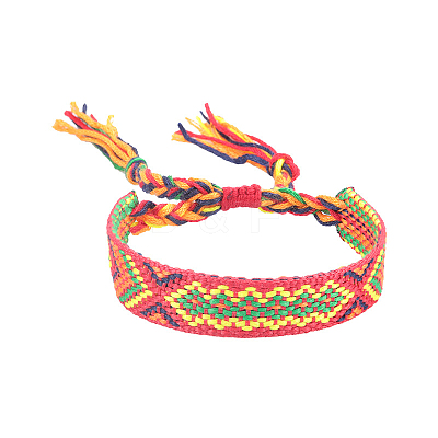 Polyester-cotton Braided Rhombus Pattern Cord Bracelet FIND-PW0013-001A-22-1