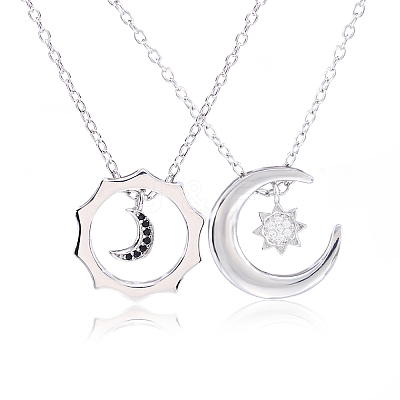 Sun Moon Star Friendship Couple Necklace for 2 Best Friend Necklace for 2 Sun and Moon Matching Couple Necklace Jewelry Gifts for Women Men JN1113A-1