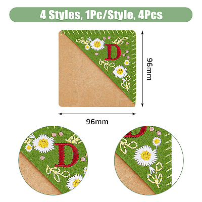 4Pcs 4 Style Felt Embroidery Bookmarks FIND-HY0003-46D-1