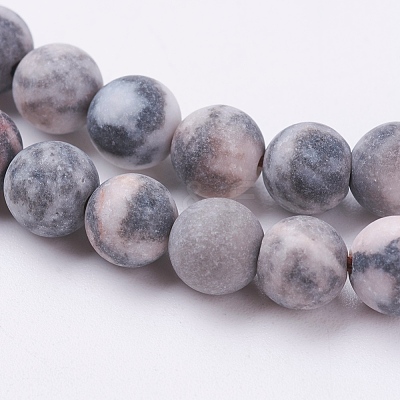 Natural Pink Zebra Jasper Beads Strands G-J376-46F-6mm-1