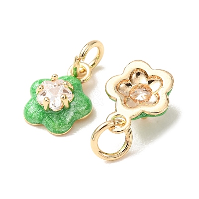 Brass Micro Pave Clear Cubic Zirconia with Enamel Charms CU-K002-53G-E-1
