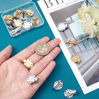 20Pcs 2 Colors 304 Stainless Steel Clip on Earring Pads STAS-SC0004-25-1