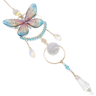 Stainless Steel Resin Butterfly Suncatcher HJEW-TA00451-03-1
