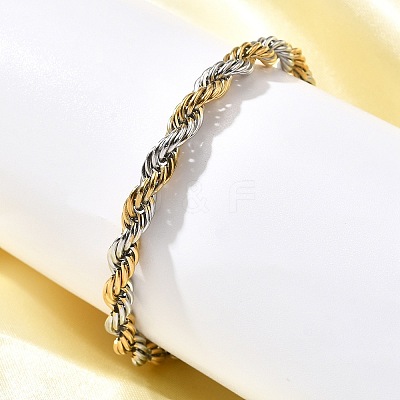 304 Stainless Steel Rope Chain Bracelets for Women BJEW-C091-03B-GP-1