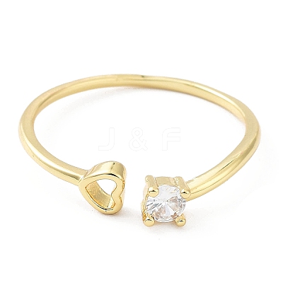 Rack Plating Brass Micro Pave Clear Cubic Zirconia Cuff Rings RJEW-C043-08G-1