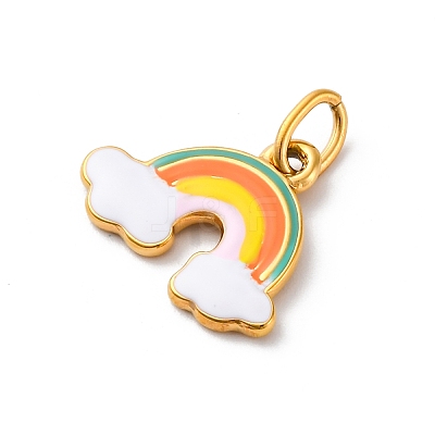 304 Stainless Steel Enamel Pendants STAS-I331-05G-03-1