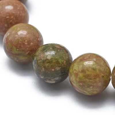 Natural Unakite Bead Stretch Bracelets BJEW-K212-A-042-1