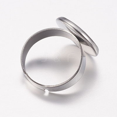 Tarnish Resistant Adjustable 304 Stainless Steel Finger Rings Components A-STAS-F149-18P-D-1