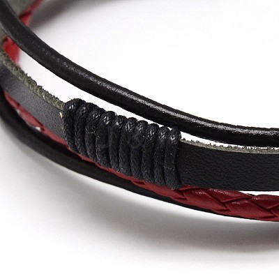 Trendy Unisex Casual Style Multi-Strand Wax and Leather Cord Bracelets BJEW-L295-M-1