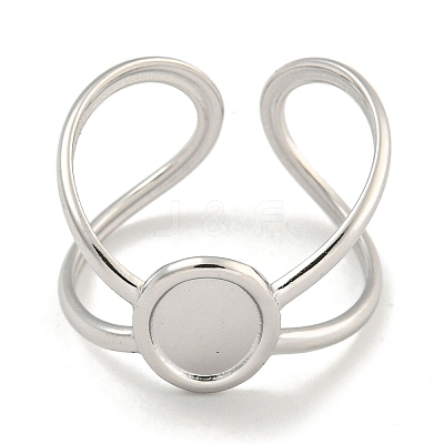Non-Tarnish 304 Stainless Steel Oval Cuff Ring Components X-RJEW-A043-07P-1