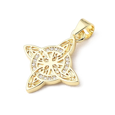 Brass Micro Pave Clear Cubic Zirconia Pendants KK-E799-06A-G-1