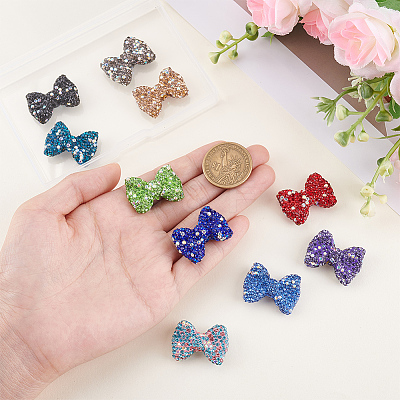 10Pcs 10 Colors Handmade Rhinestone Clay Pave Beads CLAY-PA0001-37-1
