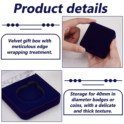 Velvet Badge Storage Gift Boxes CON-WH0092-78A-02-1