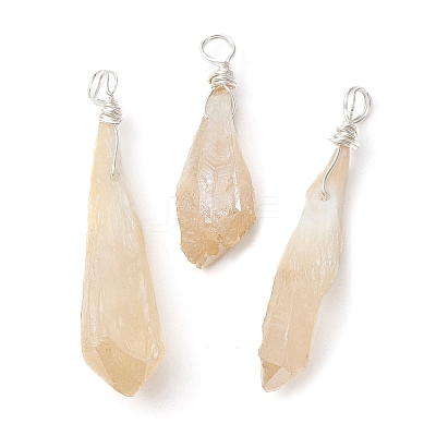 Electroplated Natural Quartz Crystal Dyed Pendants PALLOY-JF02324-01-1